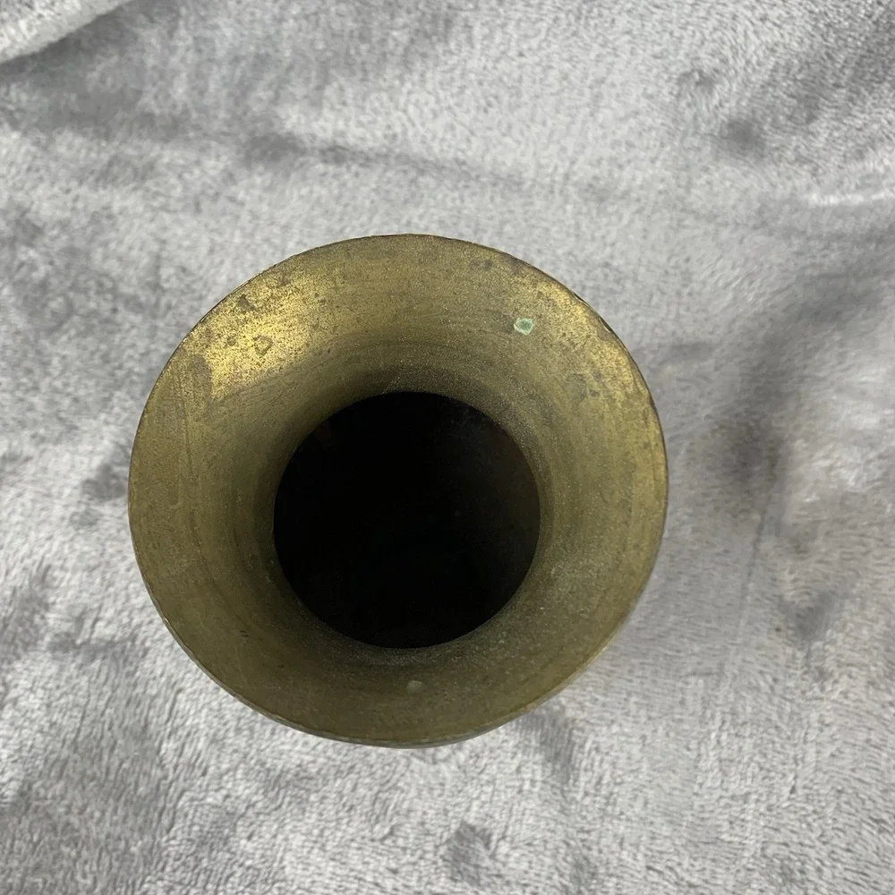Vintage Mixed Metal Small Vase Egyptian‎ Style Copper Brass 4 Inches Tall Patina